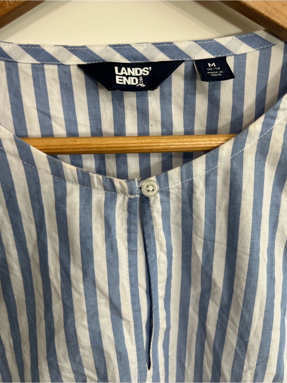Lands’ End Blue Stripe 100% Cotton Tunic Dress Womens Medium Coastal Cottagecore - Picture 11 of 16